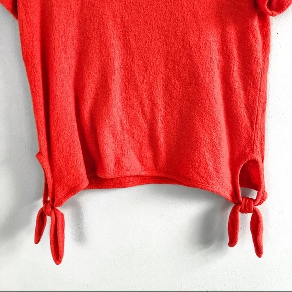 Madewell red side tie short sleeve shirt size extra small - Picture 2 of 6